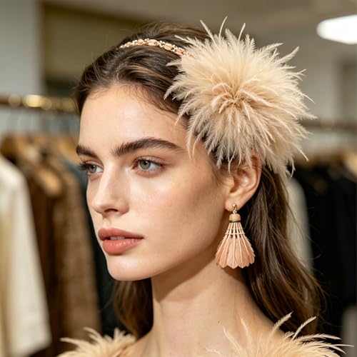 Image of CSIYANJRY99 Dainty Feather & Rose Flower Large Brooch Lapel Pins Delicate Elegant Handmade Flower Brooches Pin Classic for Wedding Party Dance Banquet for Women Dress Suit Ceremony Clothes Accessories Jewelry Valentine's Day Gifts