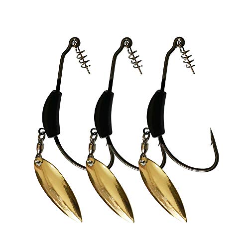 Weighted Hook with Twist Lock Silver or Gold Spin Superline Spring Hook Swim Bait 3pcs/Pack 3g 5.5g 9g