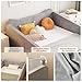 JOYMOR Toddler Bed, Floor Bed with Safety Guadrail, Montessori Toddler Bed with Animal Ear Shapes, Soft Velvet Wood Bed for Infant, Kids, Mattress not Included (Gray)