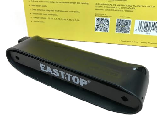 Image of Easttop East Top ET-12 Chromatic Harmonica, Mouth Organ 12 Holes, Key of C, Professional Grade, Black