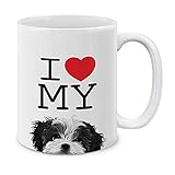 MUGBREW I Love My Black White Shih Tzu Dog Ceramic Coffee Mug Tea Cup, 11 OZ