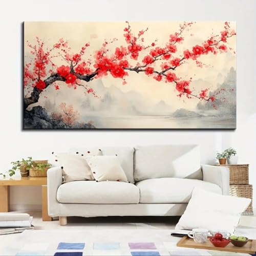 Peinture d'art pour la maison style chinois motif prune rose