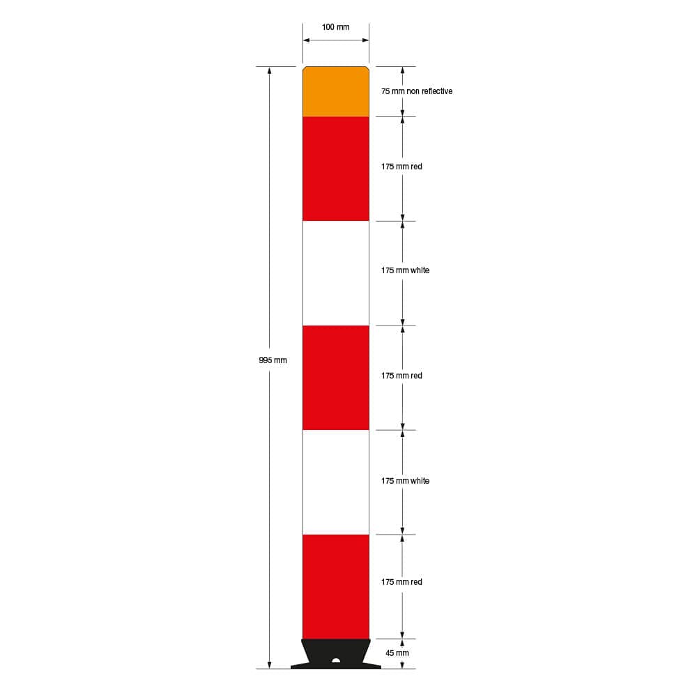 Verkehrs-Leitzylinder FLEX, neigbar, rot/weiß reflektierend, 100 cm aus Kunststoff, Art.-Nr. 37175 | Leitzylinder | Kunststoff Pfosten | Absperrpfosten