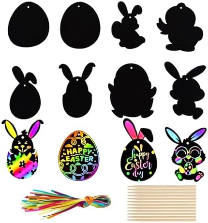 48 Stück Halloween Kratzbilder Set - DIY Regenbogen Magic Papier Mit Stiften