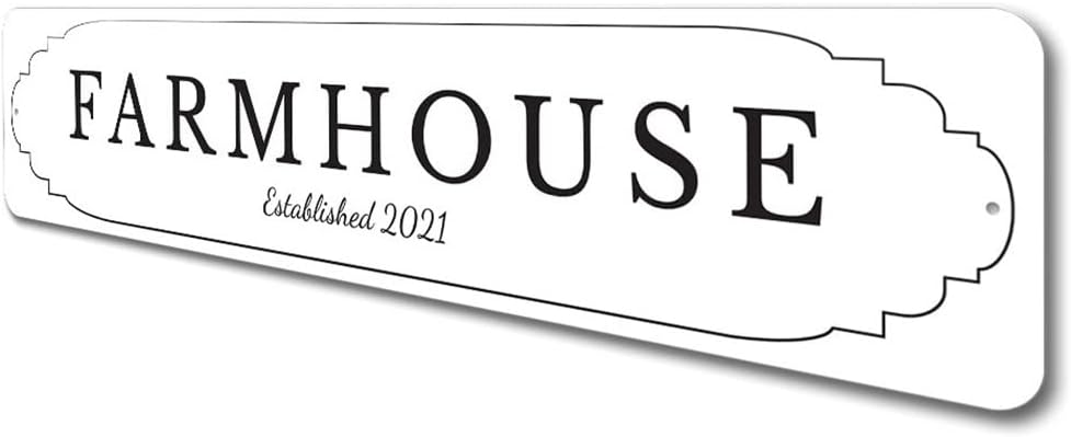 Farmhouse Established Sign, Farm Kitchen Aluminum Sign - 6 x 24 inches