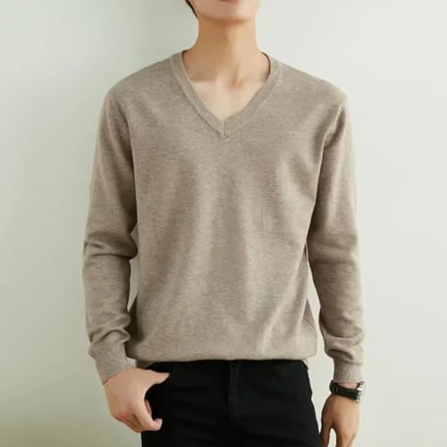 V Neck Knitted Pullover Sweater Mens Autumn Thin Edition Fashion Trend Comfortable Warm Tops2