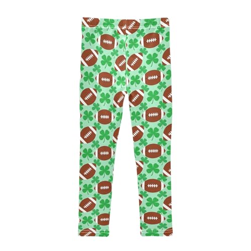 Footballs Clover Pattern Girls Leggings Soft Comfortable Athletic Leggings Dancing Pants for 4-10 Years2