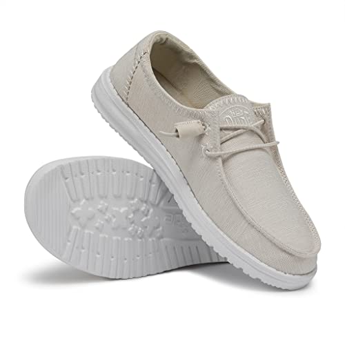 Image of HEYDUDE Wendy Star Loafers for Little, and Big Kid - Textile Upper with Lace Detailing, Removable Insole, Chic and Nice