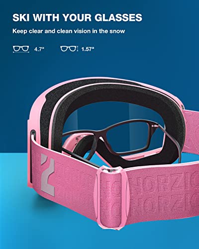Zionor X11 Ski Snowboard Snow Goggles With Magnetic Interchangeable Cylindrical Lens Anti-Fog Uv Protection For Men Women Adult （Vlt 6% Pink Lens） #TOP4