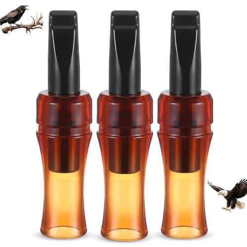 MOCCOOL Crow Call for Turkey Hunting - Realistic Sound Crow Caller to Attract Crows - Durable ABS Portable Crow Bird Whistle Decoy for Outdoor Hunting and Nature Enthusiasts - 3PCS Brown