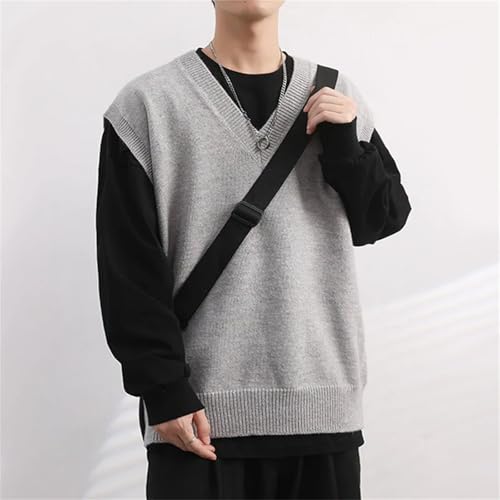 Mens Knitted Sweater Vest Winter Casual Loose Sleeveless V-Neck Pullovers Waistcoat Knitwear3