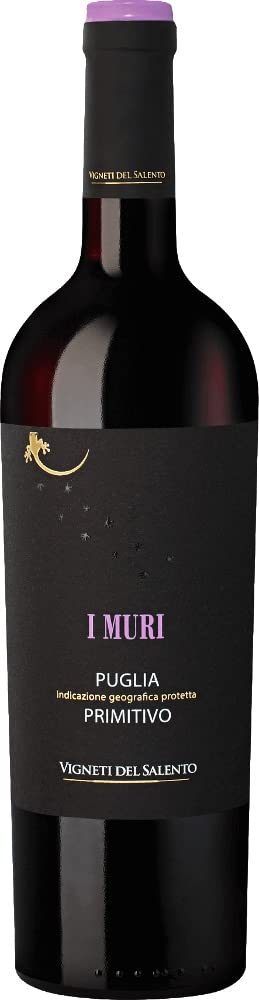 Farnese Vini 6er Paket - Muri Primitivo Puglia IGP 2020 - Vigneti del Salento mit VINELLO.weinausgießer 6 x 0,75 Liter