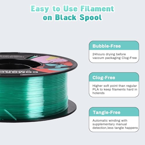 Image of Comgrow PETG 3D Printer Filament 1.75mm, High Precision and Tough 3D Printer Filament 1kg (2.2LBS), Dimensional Accuracy + /- 0.02 mm, Fit Most 3D Printers Gradient Green White