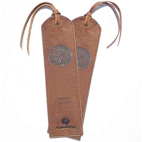 Tree of Life Leather Bookmark Handmade - Pack of 2 Genuine Leather Bookmarks for Women and Men with Unique Tree of Life Design - Perfect Gift for Bookworms and Readers Cover