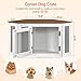 MAHANCRIS Corner Dog Crate Furniture, Wooden Dog Kennel End Table, Decorative Pet Crate Indoor Use, Furniture Style Dog House for Small Medium Dog, Dog Cage TV Stand, White and Walnut DCBA0801
