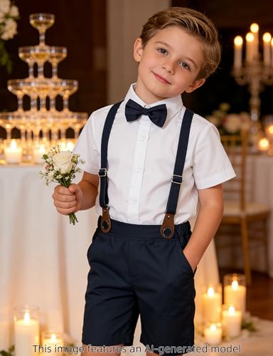 Image of A&J DESIGN Baby Boys Gentleman Suit, 2Pcs Outfit Shirt & Pants