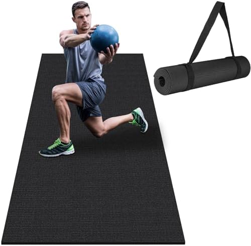 Large Workout Mat 6'x2' & 6'x4' - Home Gym Flooring for Weightlif...