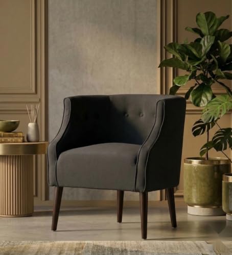 Image of Velum 3 Seater Sofa for Living Room & Office | Premium Fabric Upholstery | Solid Wood Frame | Comfortable Seating | 3 Years Warranty (Dark Grey, Chair)