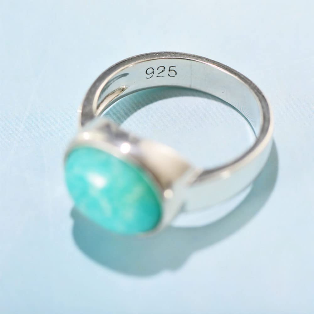 Türkisfarbener Ring 925 Sterling Silber Stapelbarer Ring Vintage Boho Ring Geburtstag Geschenke für Frauen Männer Größe 6-9