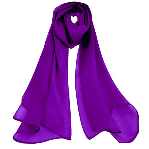 Mirror Fashion Plain Chiffon Scarf Lovely Colour (Dark Purple)