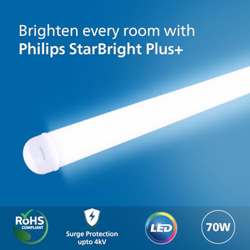 Image of Philips StarBright Plus+ 70W Linear LED Batten | 7000 Lumens | 4 Feet (1200mm) Tube Light | 2X Wider Spread & Brighter Light | 4kV Surge Protection | Cool Day Light, Pack of 1