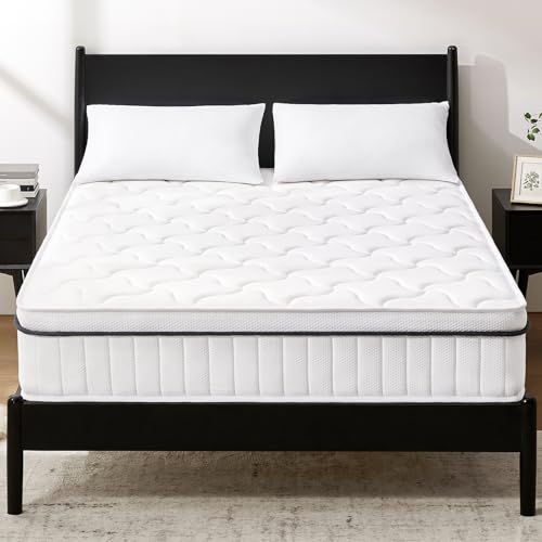 Puzdaz Queen Size 12 Inch Medium Firm Hybrid Mattress with Cooling Gel Memory Foam, CertiPUR-US Certified Mattress in a Box Pressure Relief Removable Cover No Fiberglass