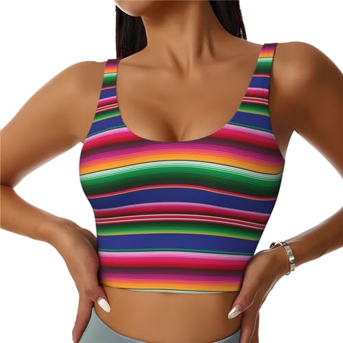 Colorful Mexican Stripes Print Lightweight Trendy Women Sports Vest Yoga Workout Running Vests All Seasons