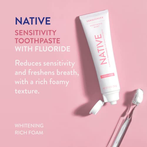 Native Toothpaste Made From Naturally-Derived Cleaners And Simple Ingredients That Safely Whitens Teeth, 4.1 Oz, Sensitive Soothing Mint - 1 Count #TOP1