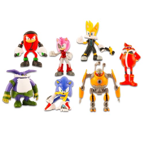 Sonic the Hedgehog Action Figures Set – Bundle with 8 Sonic Mini Figures, Sonic Stickers, & More | S