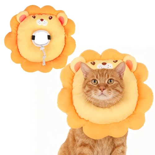 EXPAWLORER Cat Cone Collar Soft,Adjustable Neck Elizabethan Pet Cone, Lion