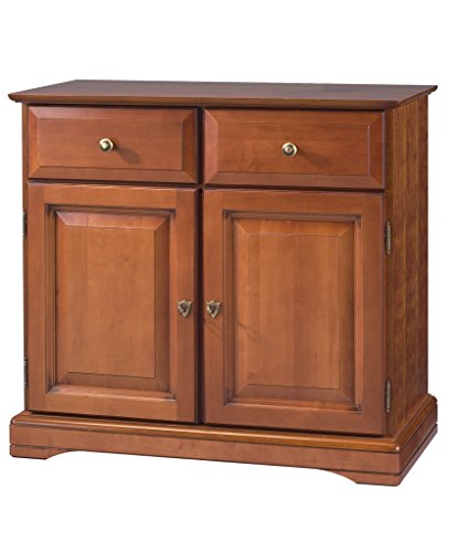 ACTUAL DIFFUSION Alsace Buffet Bas 2 Portes 2 tiroirs Louis Philippe Merisier, Bois, 41x82x77 cm