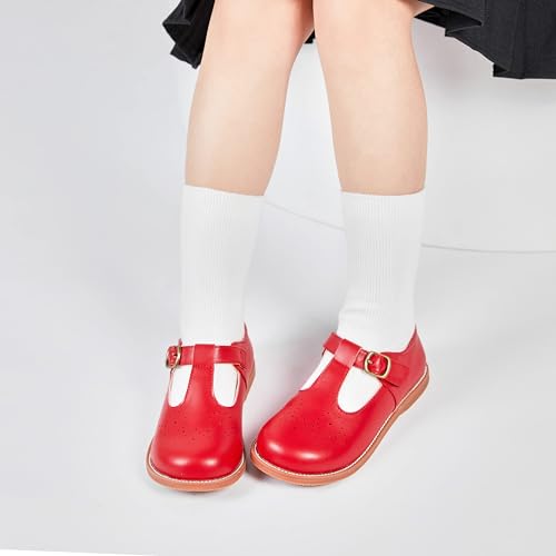 Image of GINFIVE Toddler Girls Dress Shoes Little Kids Flats School Mary Janes Shoes