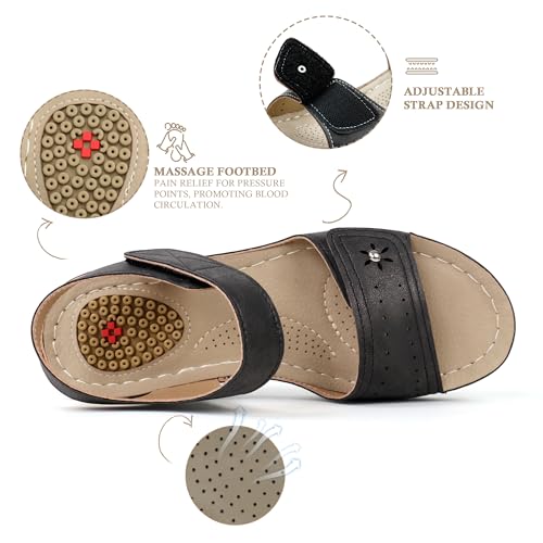 Image of JABASIC Women Comfortable Sandals Orthotic Walking Sandals Orthopedic Arch Support Sandals