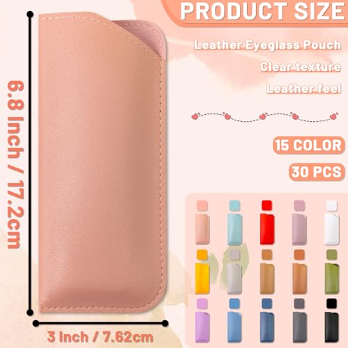 Image of 30 Pcs PU Leather Eyeglass Case, Soft Eyeglass Cases, Slim Eyeglass Case, Pocket Glasses Case for Women