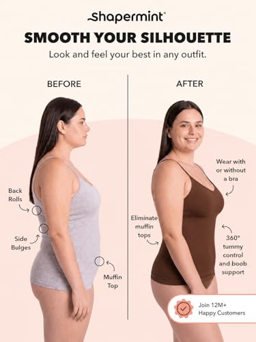 Image of SHAPERMINT Womens Tops - Scoop Neck Cami Body Shaper for Women, Shapewear Tummy Control, Camisole Tank Tops for Women