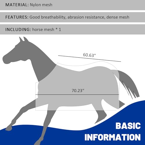 Image of La La Pet Breathable Horse Mesh Sheet Lightweight Nylon Horse Clothing to Prevent Fly Bites Cool Equine Summer Sheet with Adjustable Straps Equestrian Equipment