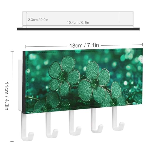 Colgador para llaves de pared verde resistente decorativo de pasillo con 5 ganchos 3