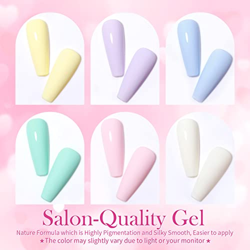 BORN PRETTY UV Nagellack Pastell, Shellac Gel Nagellack Rose Gelb Rosa Mint Blau Farben Set UV Lack Gel Nägel Shellac… – Bild 5