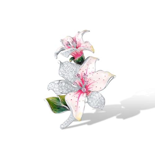 Image of Santuzza 925 Sterling Silver Enamel Brooch Pin for Women