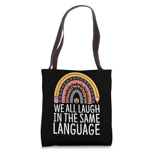 Bolsa tote para profesores de inglés: 'We All Laugh In The Same Language', vuelta a clases miniatura 1