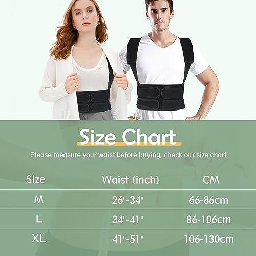 Back Support Brace Posture Corrector: Adjustable Shoulder Lumbar Belt For Women and Men - Upper backs Straightener For Neck and Shoulders (M)