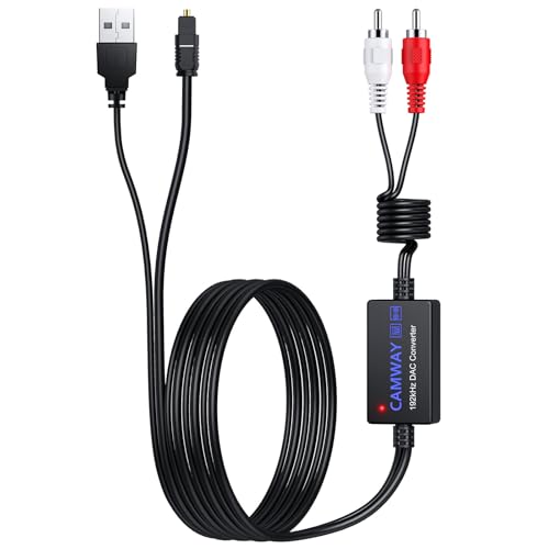 Optique vers RCA SPDIF vers RCA Convertisseur avec Cable Optique Intégré et Amplificateur Audio 1,75m - Compatible HDTV, Xbox, DVD, Blu-Ray - Convertisseur Optique RCA...