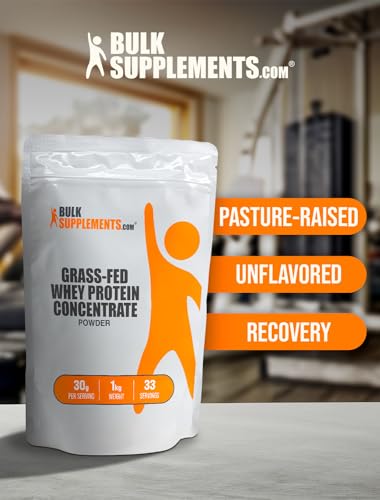 BulkSupplements.com Grass Fed Whey Protein Powder - Unflavored Whey Protein Powder, Grass Feed Whey Protein Concentrate - Gluten Free, 30g per Serving, 1kg (2.2 lbs) (Pack of 1) - Image 6