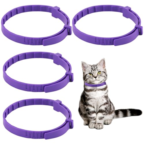 Swiftctrl - Collar antiestrés para gatos (4 piezas, con forma de gato, antiansiedad, con feromonas naturales, tamaño ajustable, collares para aliviar la ansiedad dura 30 días, para gatos pequeños y
