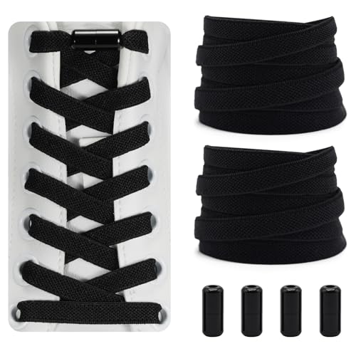 Dafannis Lacets Élastiques - Lacets Chaussures pour Enfants, Adultes, Baskets - 2 Paires Lacet Universels, 8 mm de Largeur, Plats, Lacet Chaussures Sans...