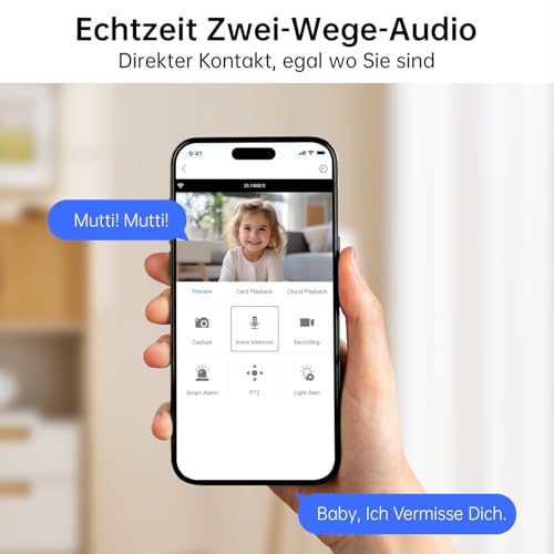 CiKiKWXO 2.4/5GHz Überwachungskamera Innen WLAN mit 2K (3MP) HD Kamera Überwachung Innen PTZ– Bewegungserkennung, IR Nachtsicht, Zwei-Wege-Audio Kompatibel mit Alexa für Haustier/Innen