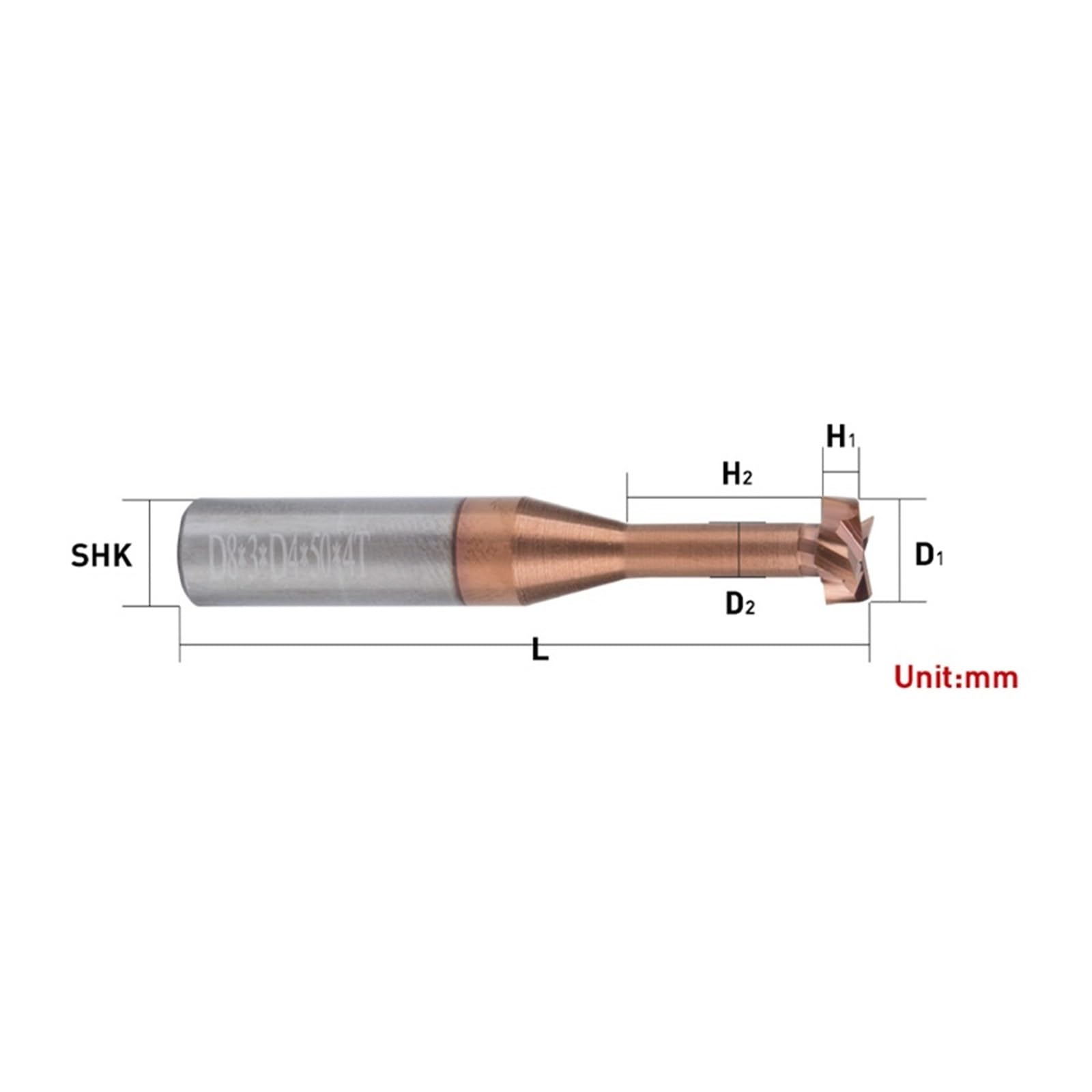 1 szt. Frezy do rowkowania typu T - chwyt 4, 6, 8, 10, 12 mm Frezy do rowków ze stali wolframowej do precyzyjnego cięcia(6Dx2Hx2.5dx8lx50L)