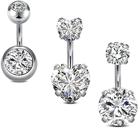 QWALIT Belly Rings Short Bar Belly Button Rings Short Belly Button Ring Surgical Steel Belly Rings for Women Opal Belly Button Rings Navel Rings Belly Button Piercing Jewelry 6mm 10mm