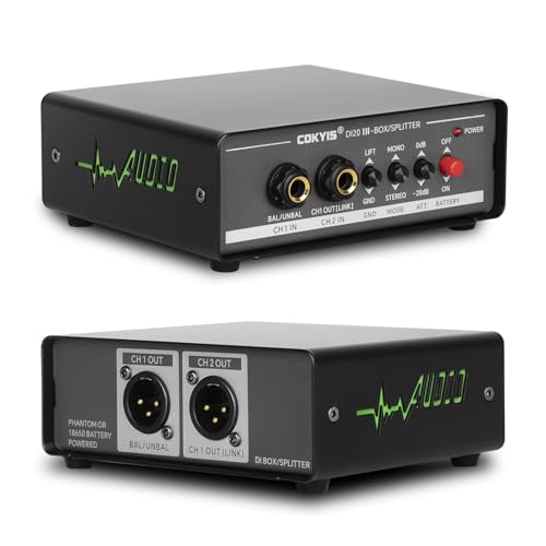 COKYIS Professional stereo DI box/distributor XLR 1/4 inch, high-impedance dual-channel DI box...