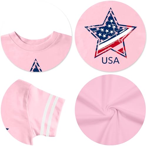 Image of Ithalt Toddler Boys Girls American Flag Shirts 4th of July Tshirt Kids USA Patriotic Tee Independence Day Outfit(3-7y)